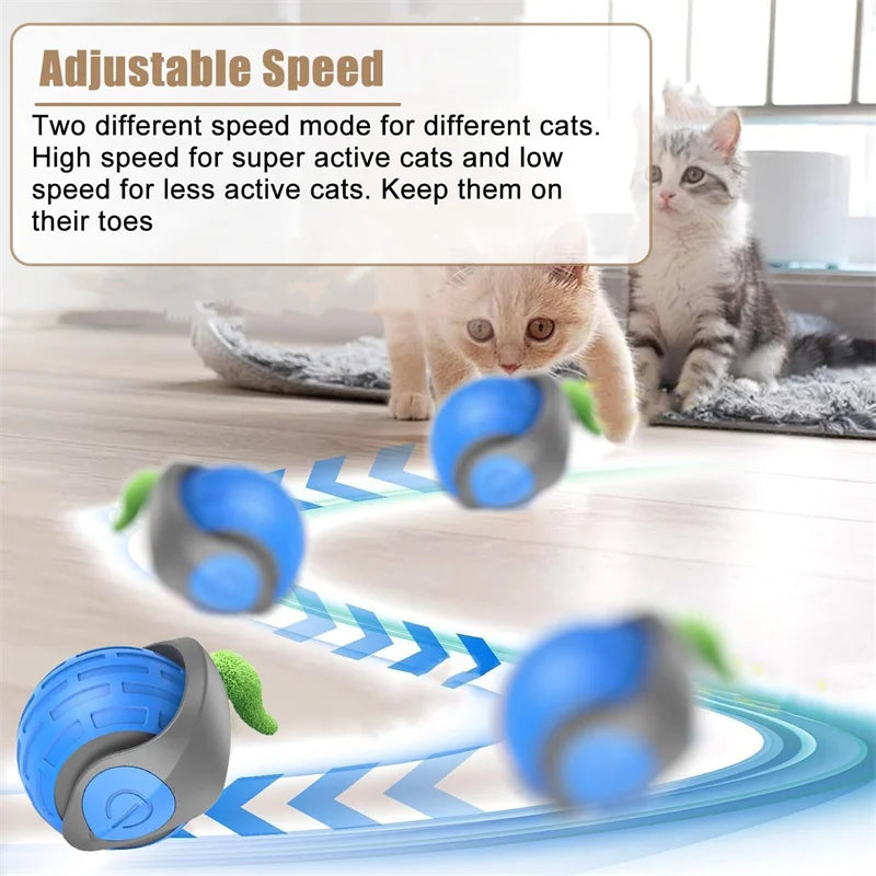 Automatic Interactive Cat Toy Ball - USB Rechargeable, Motion Activated Rolling