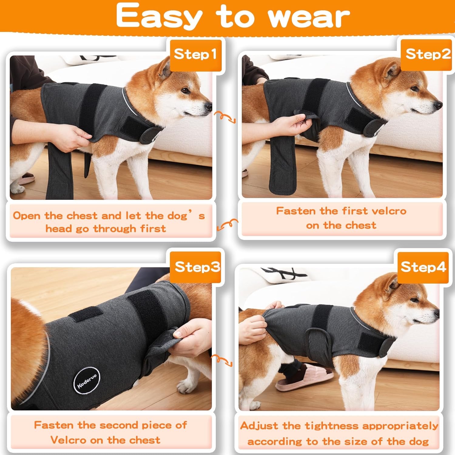 Kodervo Dog Anxiety Vest - Calming Jacket for Storms, Fireworks & Stress