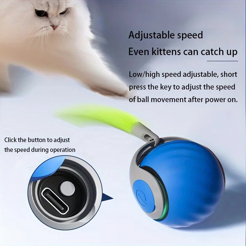 Automatic Interactive Cat Toy Ball - USB Rechargeable, Motion Activated Rolling