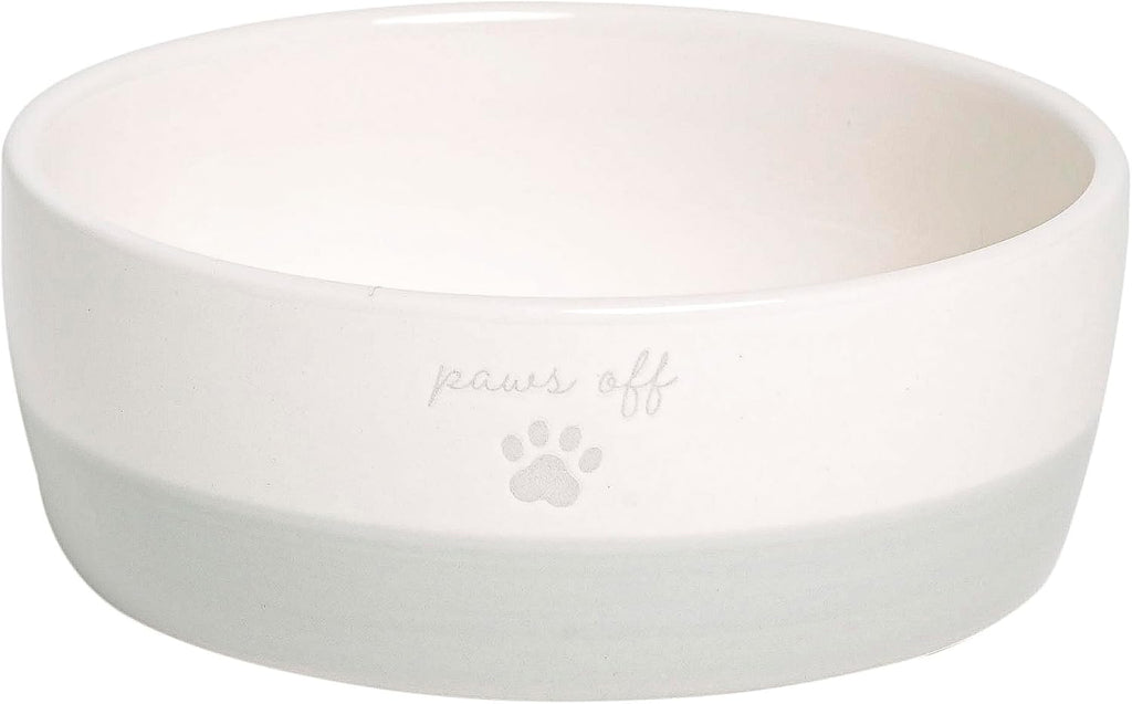 Ceramic Paws off Cat Bowl, Holds 1.3 Cups, Whisker-Friendly Pet Dish for Food and Water, Microwave and Dishwasher Safe, Small
