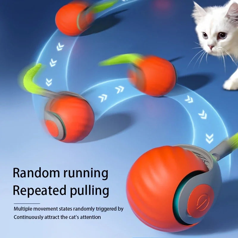 Automatic Interactive Cat Toy Ball - USB Rechargeable, Motion Activated Rolling