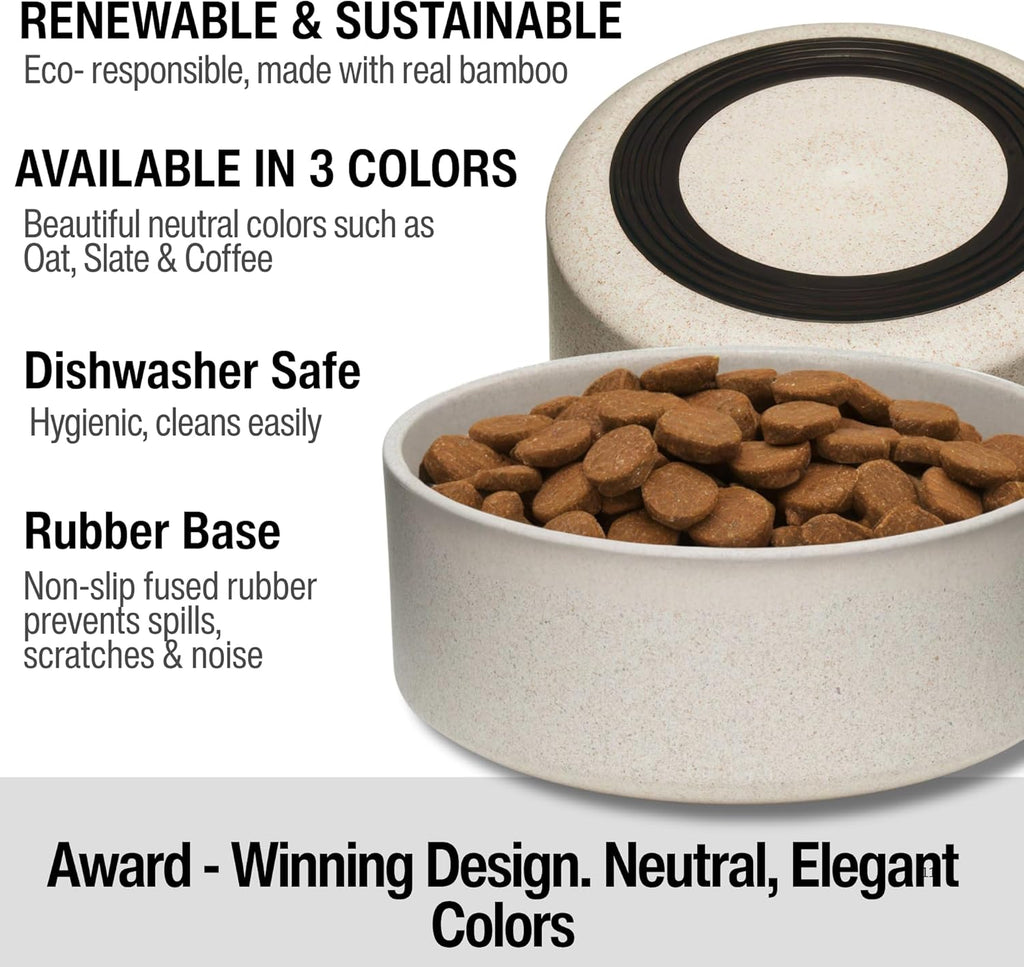 Loving Pets Dolce Bamboo Dog Bowl - Eco-Friendly Food & Water Dish, Medium